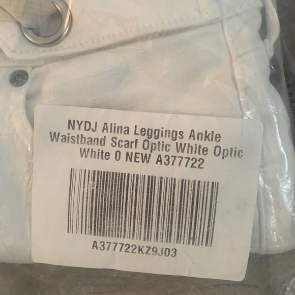 NWT NYDJ ALINA ANKLE DENIM LEGGINGS WAISTBAND SCARF OPTIC WHITE - Picture 13 of 16